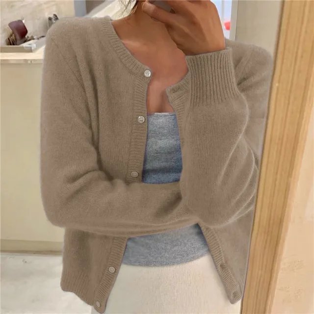 Olivia | Women's Soft Knit Button-Front Round Neck Cardigan 4