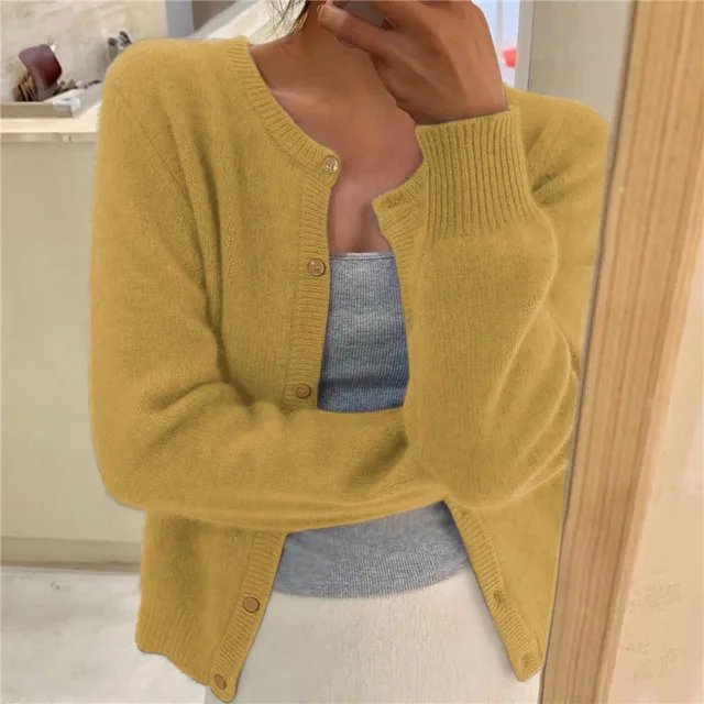 Olivia | Women's Soft Knit Button-Front Round Neck Cardigan 5