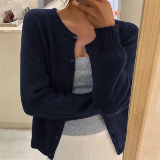 Olivia | Women's Soft Knit Button-Front Round Neck Cardigan 8
