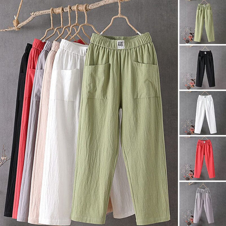 Rebecca | White Linen Women's Trousers 1