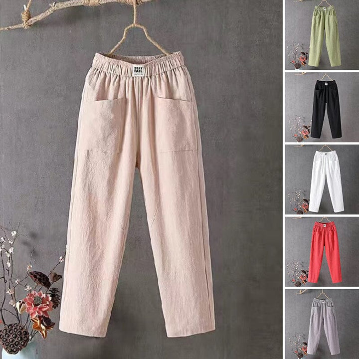 Rebecca | White Linen Women's Trousers 2