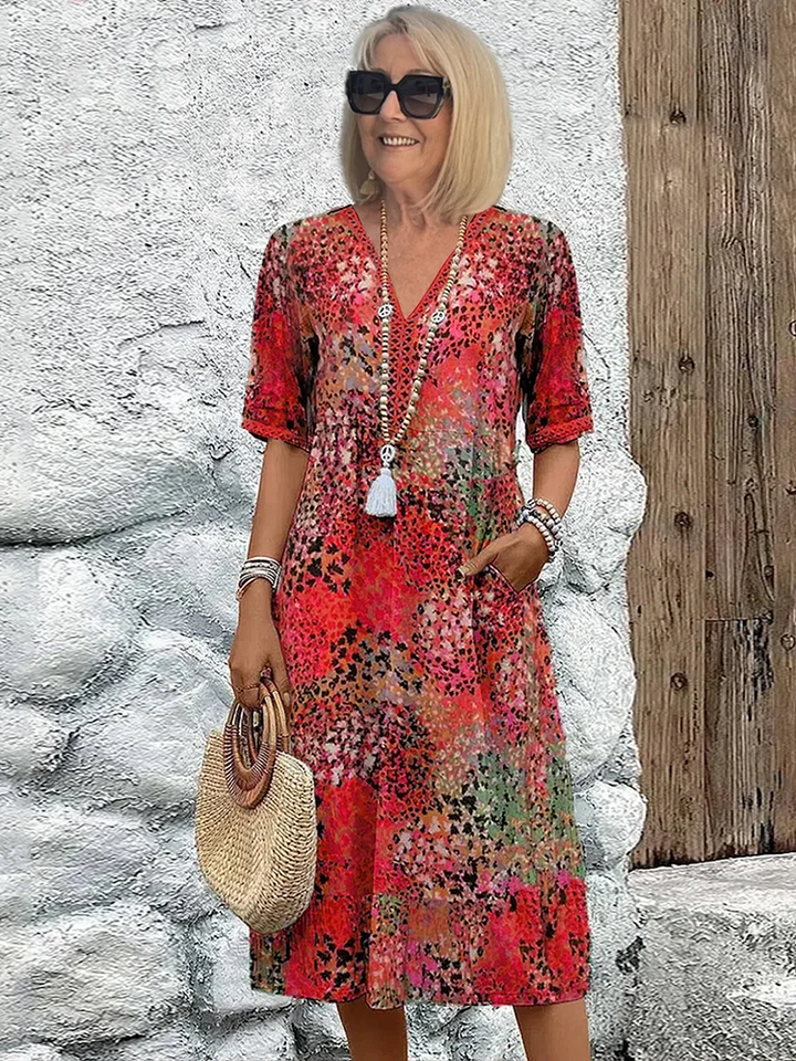 Sabrina | Vibrant Relaxed-Fit Patterned Midi Dress 1