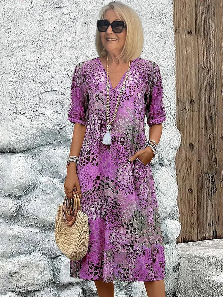 Sabrina | Vibrant Relaxed-Fit Patterned Midi Dress 4