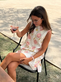 Laura | Sophistication And Chic Sleeveless Floral Linen Dress