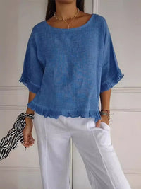 Sophia | Elegant and Comfortable Frayed-Hem Blouse