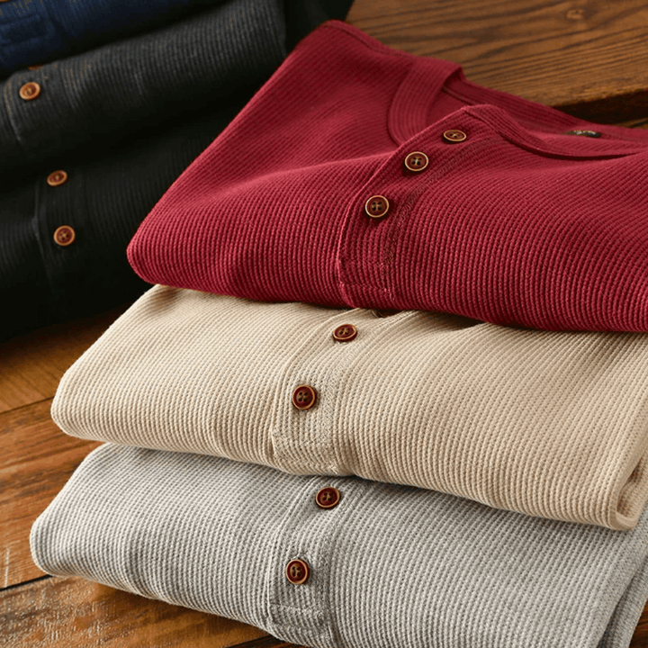 Sebastian | Classic Cotton Henley T-Shirt 6