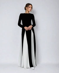 Robe maxi monochrome à contraste premium