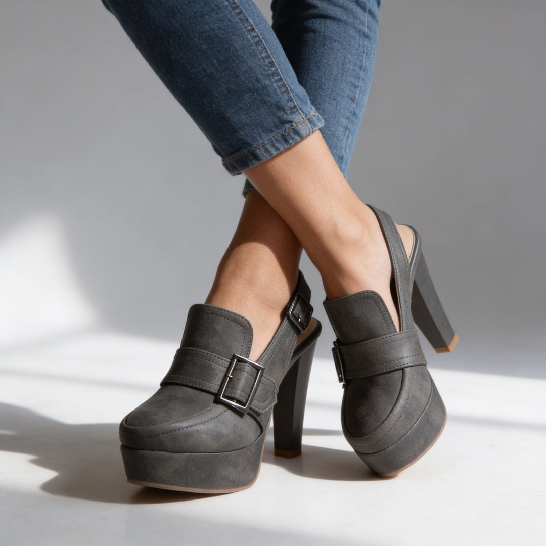 Sophia | Stylish Platform Slingback Block Heel Loafers 7