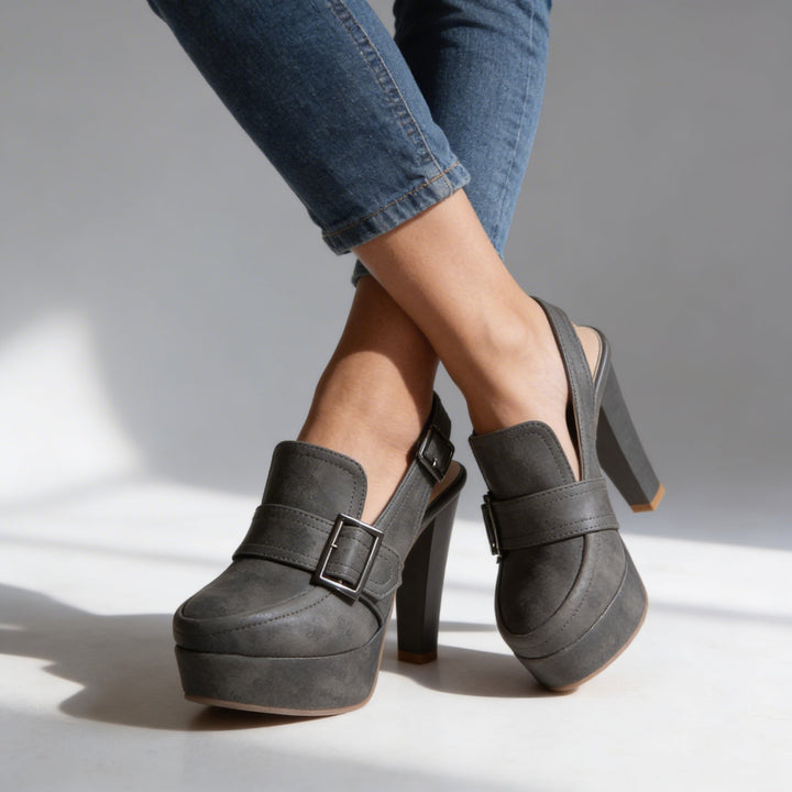 Sophia | Stylish Platform Slingback Block Heel Loafers 7