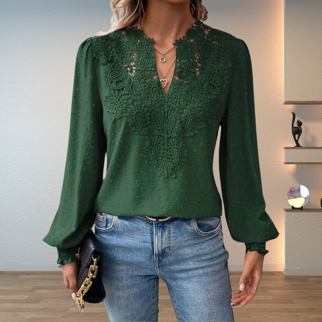 Sophie | Comfortable And Elegant Lace-Bodice Long-Sleeve Blouse 3