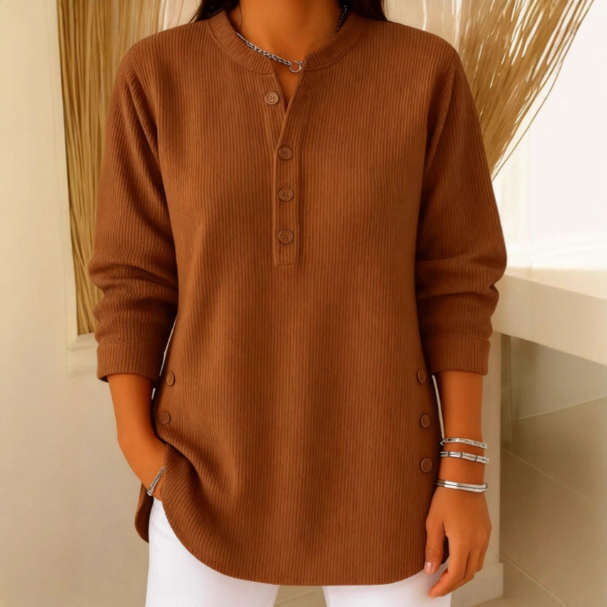 Sophie | Premium Ribbed Long Sleeve Henley Top 6