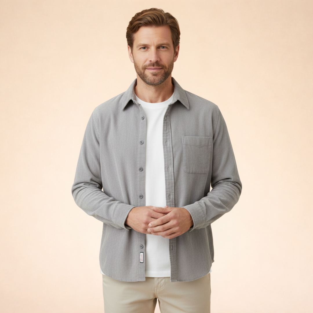 Benjamin| Camicia classica in velluto a coste a maniche lunghe