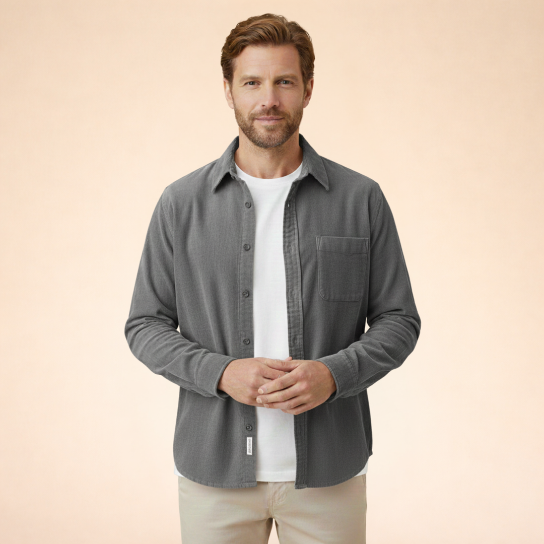 Benjamin| Camicia classica in velluto a coste a maniche lunghe