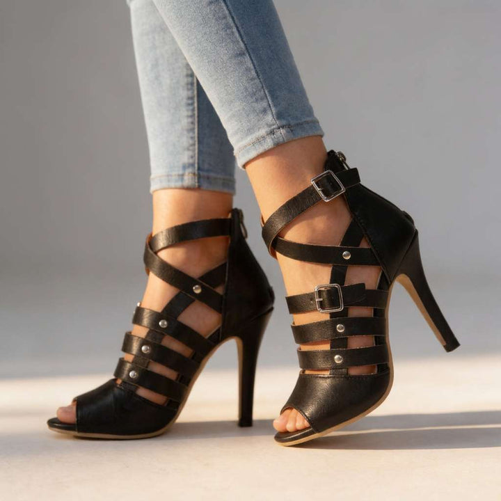 Valentina | Stylish and Gladiator Strappy Stiletto Block Heel 0