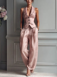 Clara | Timeless and Modern Vest Linen Two Piece Set