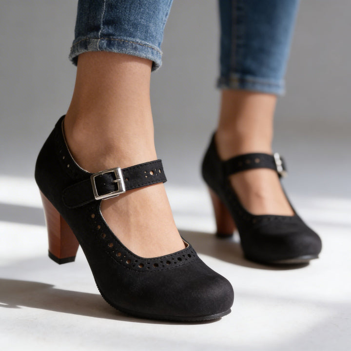 Victoria | Timeless and Classic Brogue Mary Jane Block Heel Pumps 6
