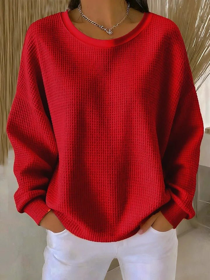 Willow | Women's Relaxed-Fit Textured Waffle-Knit Jumper 1