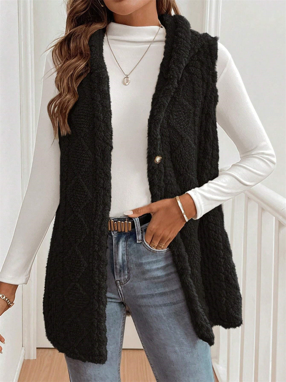 Women's Cozy Plush Vest Drune 6