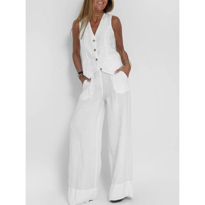 Women's elegant linen vest with button detailing Drune 9