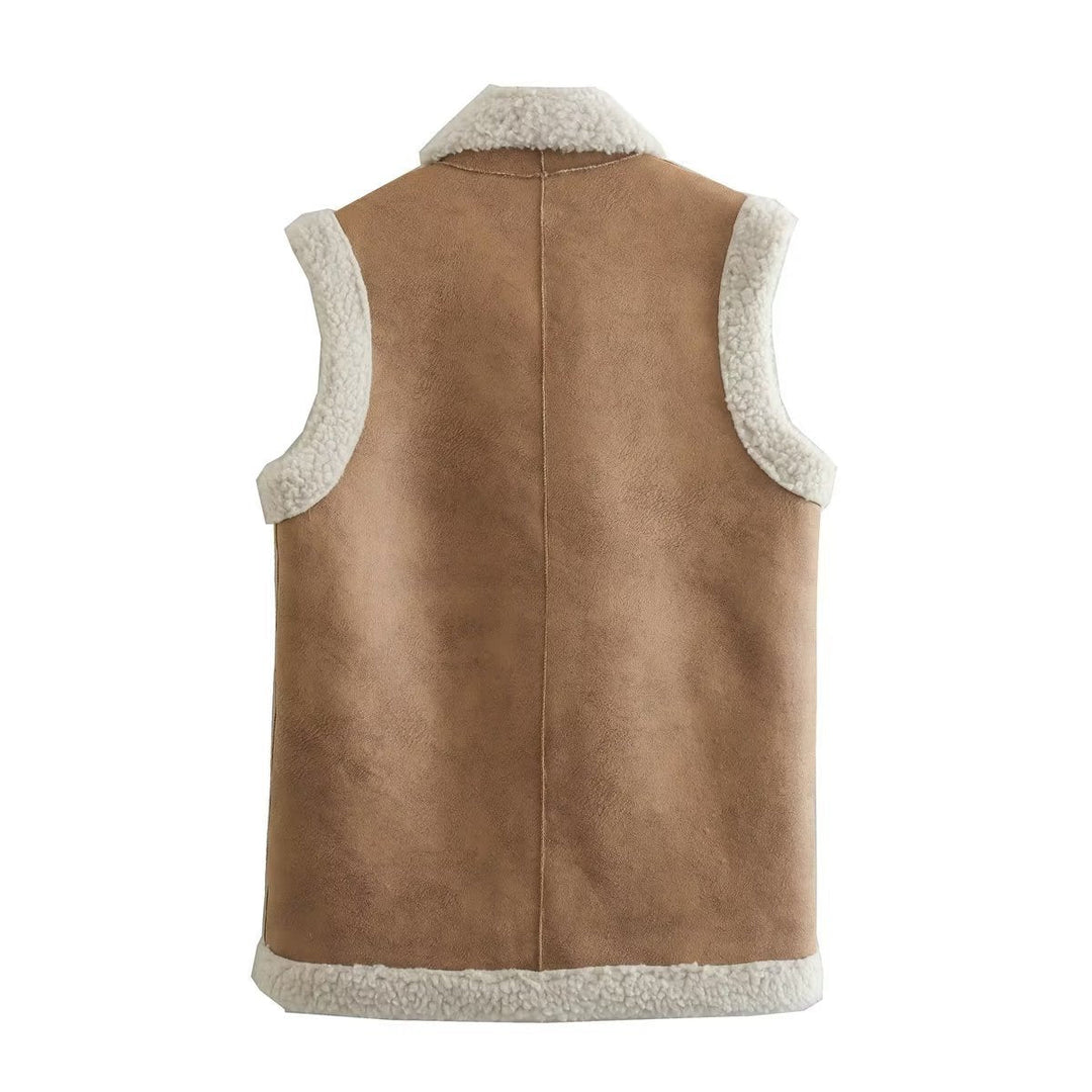 Women's faux fur vest with elegant button details Drune 1