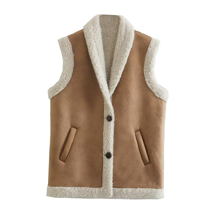 Women's faux fur vest with elegant button details Drune 4