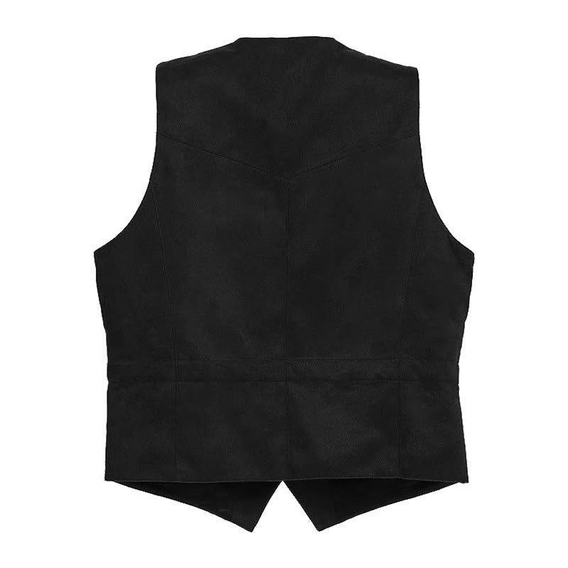 Women's vest made of high-quality faux leather with an elegant cut, Drune 4