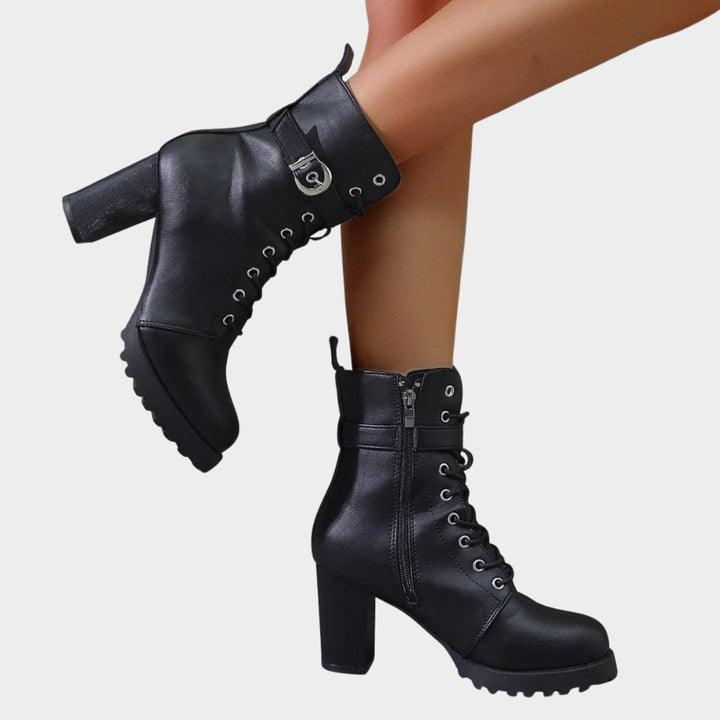 Maya | Edgy Block-Heel Combat Ankle Boots