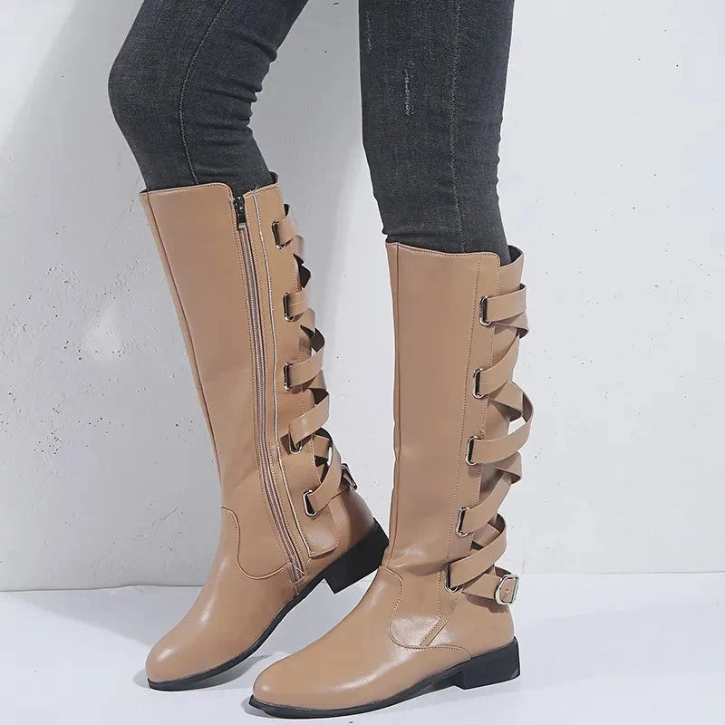 Victoria | Elegant And Stylish Buckle Accent Knee High Boots