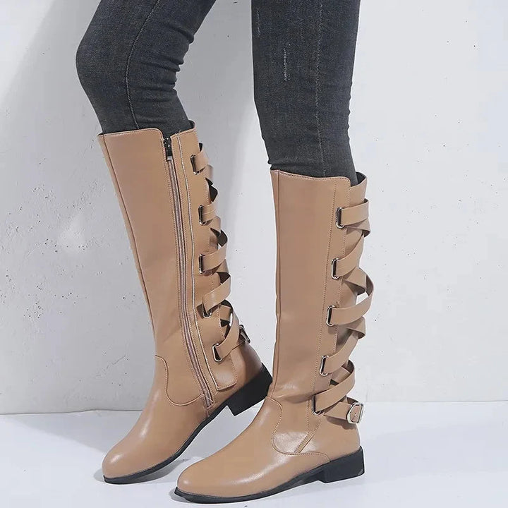Victoria | Elegant And Stylish Buckle Accent Knee High Boots