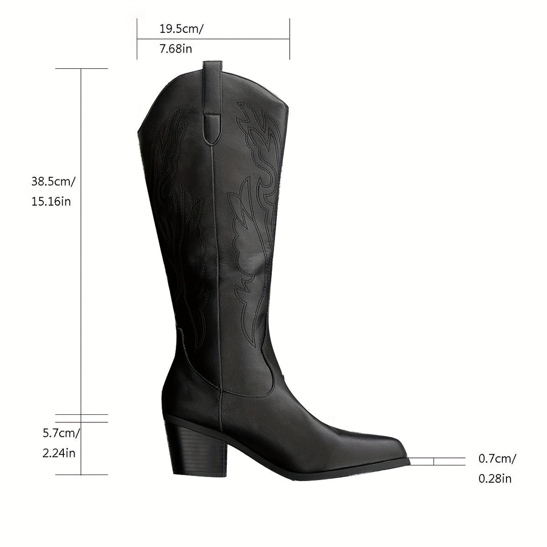 Valora | Wide-Calf Western Knee-High Cowboy Boots