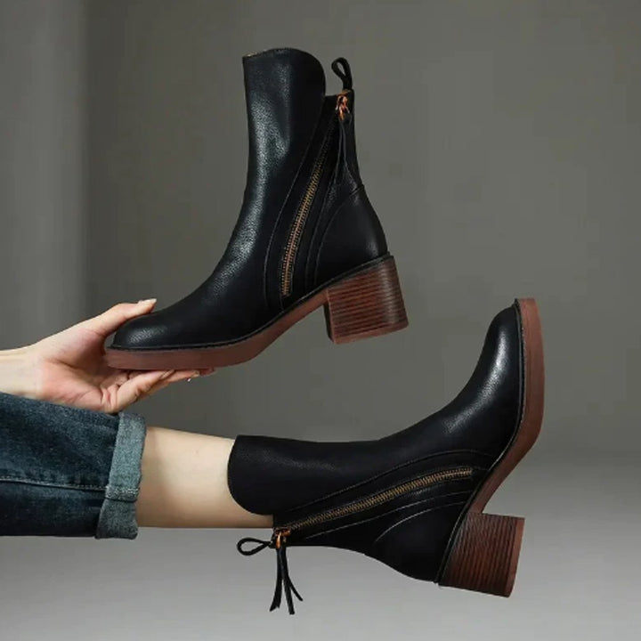 Chloe | Timeless Block-Heel Smooth Leather Ankle Boots