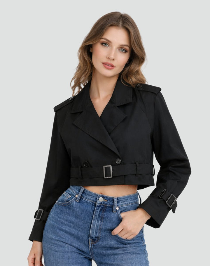 Olivia | Eleganter kurzer taillierter Trenchcoat
