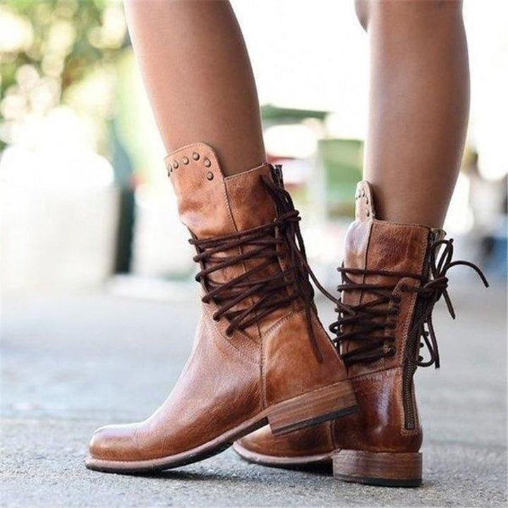 Sienna | Rustic Western Lace-Up Ankle Boots