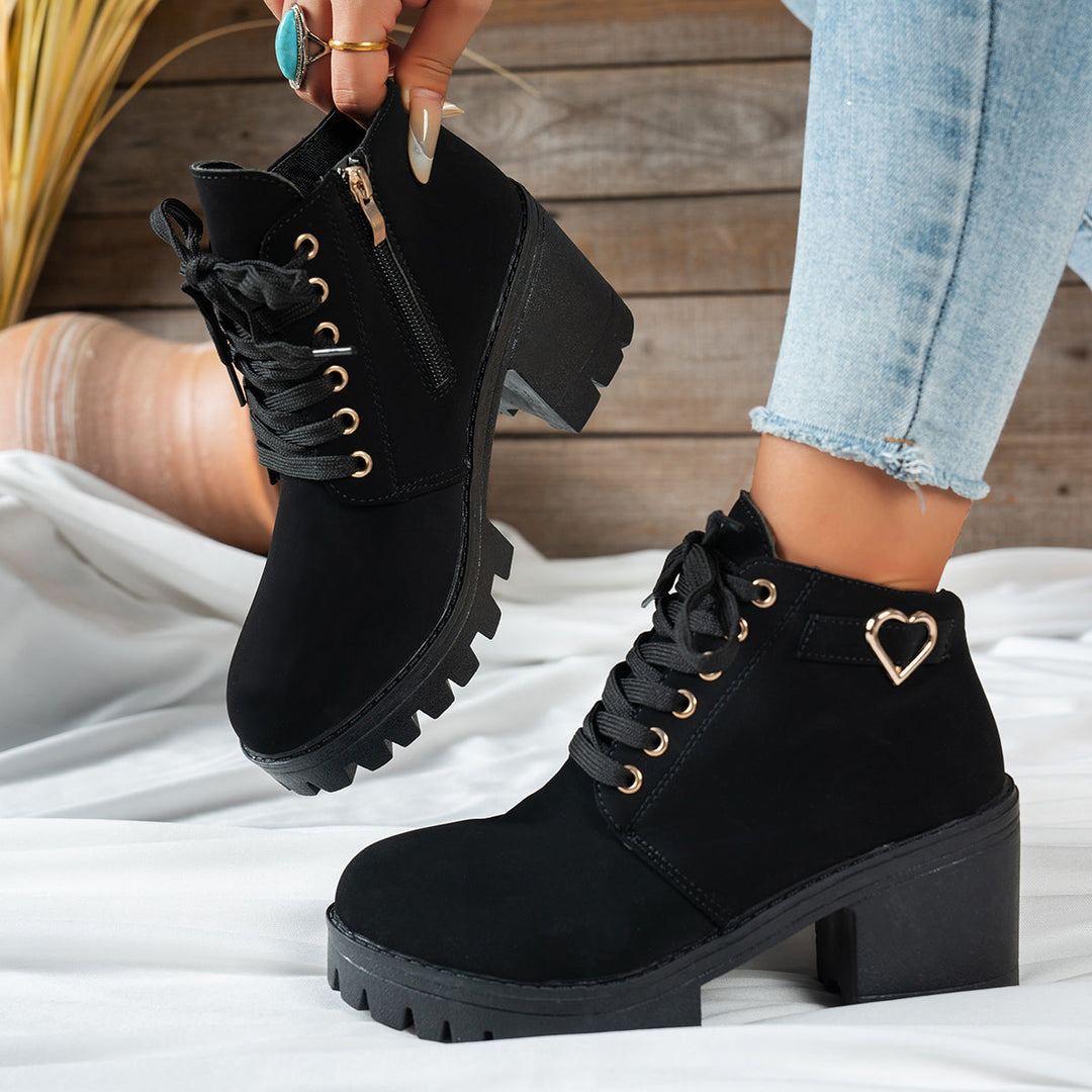 Sofia | Stylish Block-Heel Lace-Up Ankle Boots