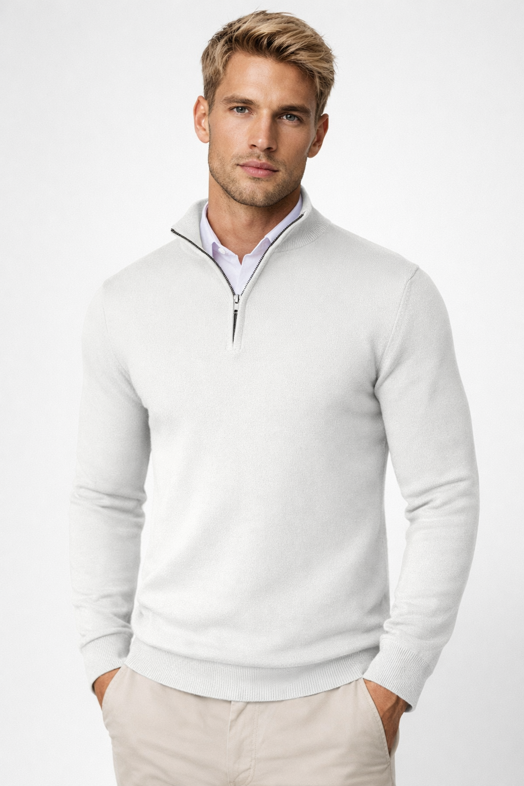 Arthur | Modern And Versatile Half Zip High Neck Sweater
