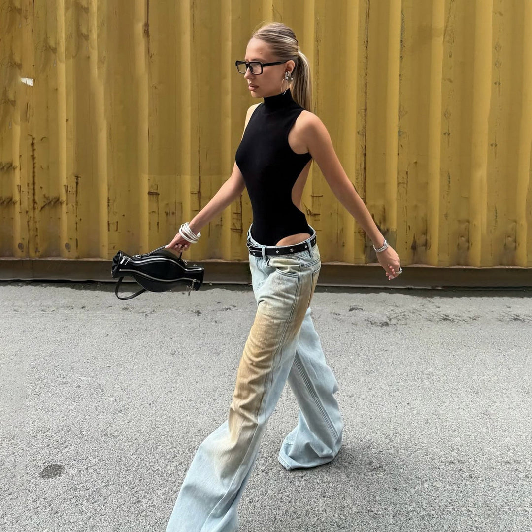 Hazel | Jean confortable à jambes larges, en denim délavé d’inspiration vintage