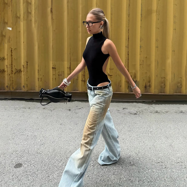 Hazel | Jean confortable à jambes larges, en denim délavé d’inspiration vintage