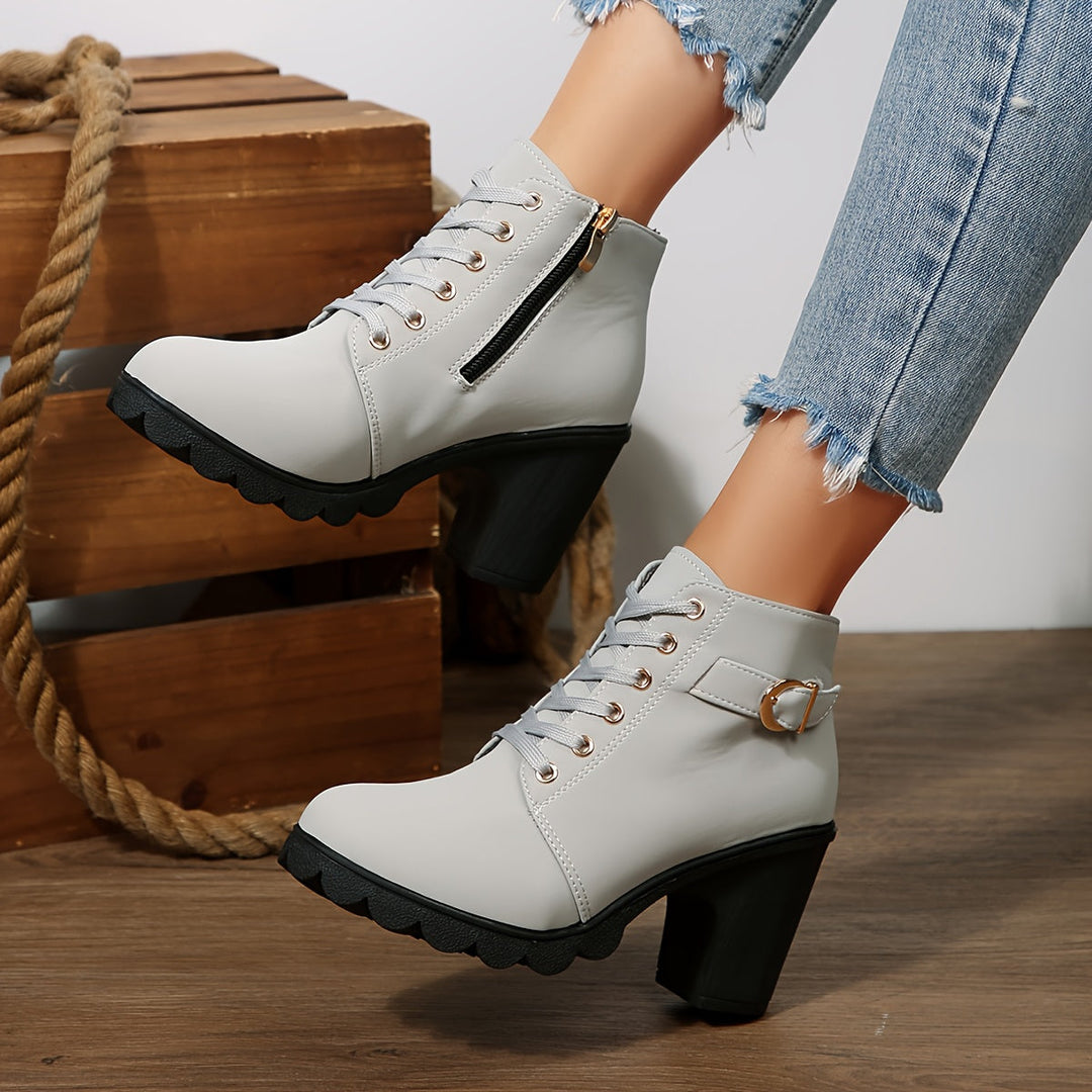 Liora | Lace-Up Block Heel Ankle Boots