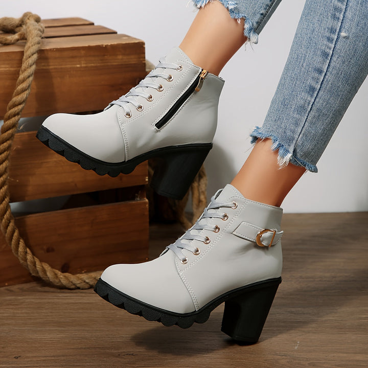 Liora | Lace-Up Block Heel Ankle Boots