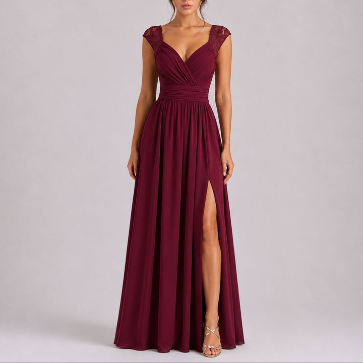 Sophia | Elegant And Sophisticated Fall Wedding Lace Maxi Dress