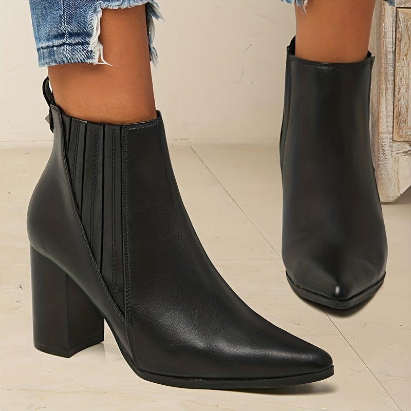 Madison | Comfortable Pointed Toe Block Heel Ankle Boots