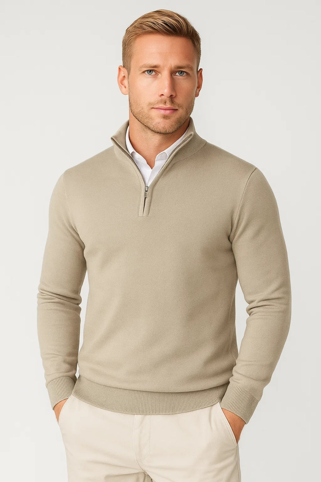 Arthur | Modern And Versatile Half Zip High Neck Sweater