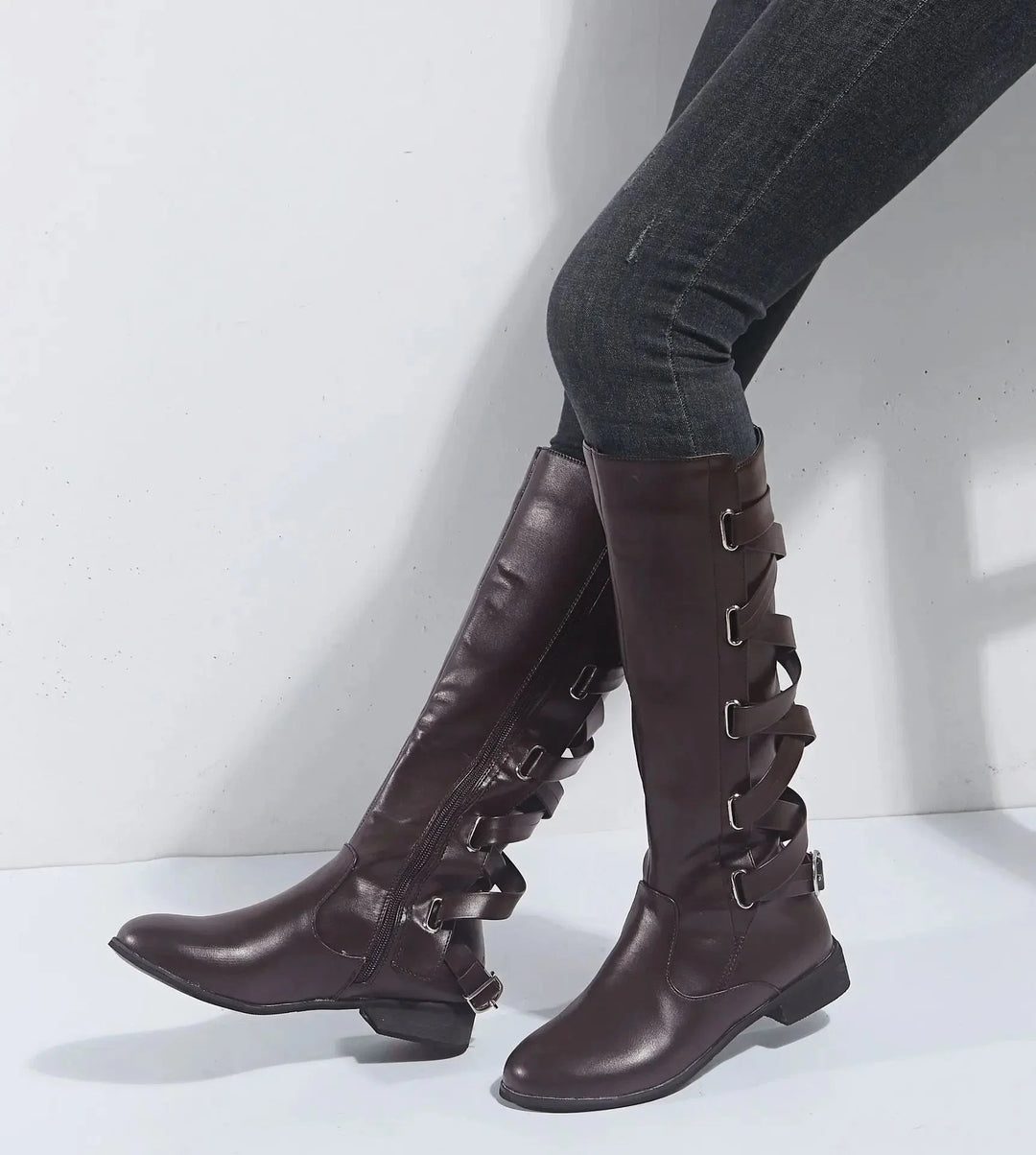 Victoria | Elegant And Stylish Buckle Accent Knee High Boots