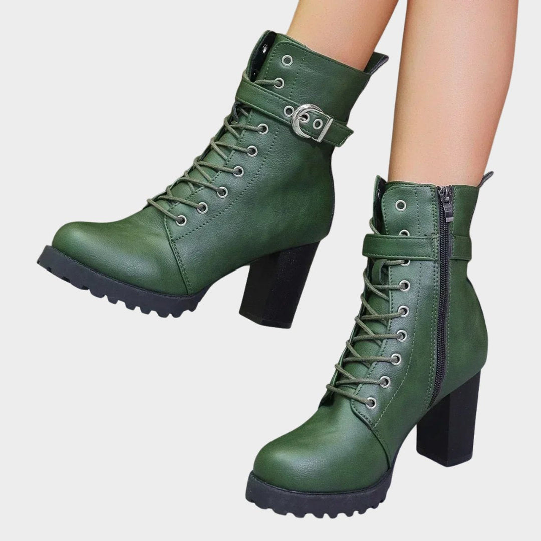 Maya | Edgy Block-Heel Combat Ankle Boots