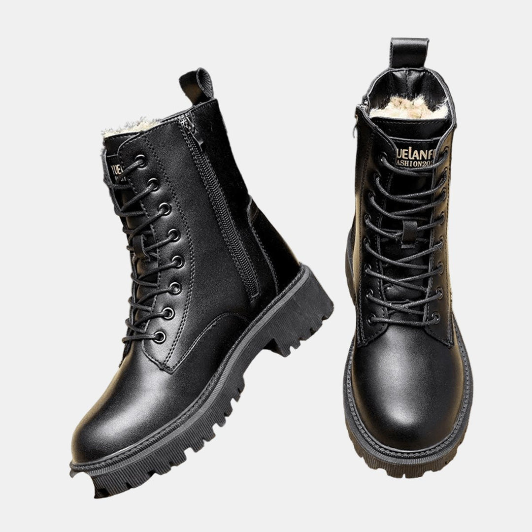 Hazel | Warm and Stylish Fleece-Lined Combat Boots