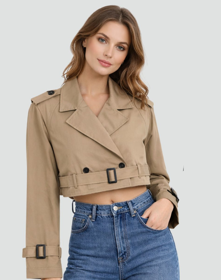 Olivia | Eleganter kurzer taillierter Trenchcoat