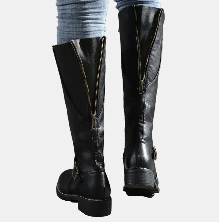 Luna | Elegant And Comfortable Buckle Strap Knee High Boots