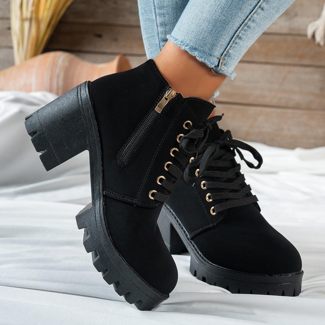 Sofia | Stylish Block-Heel Lace-Up Ankle Boots
