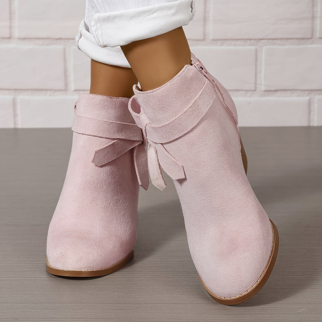 Celestine | Feminine Pointed Toe Block Heel Ankle Boots