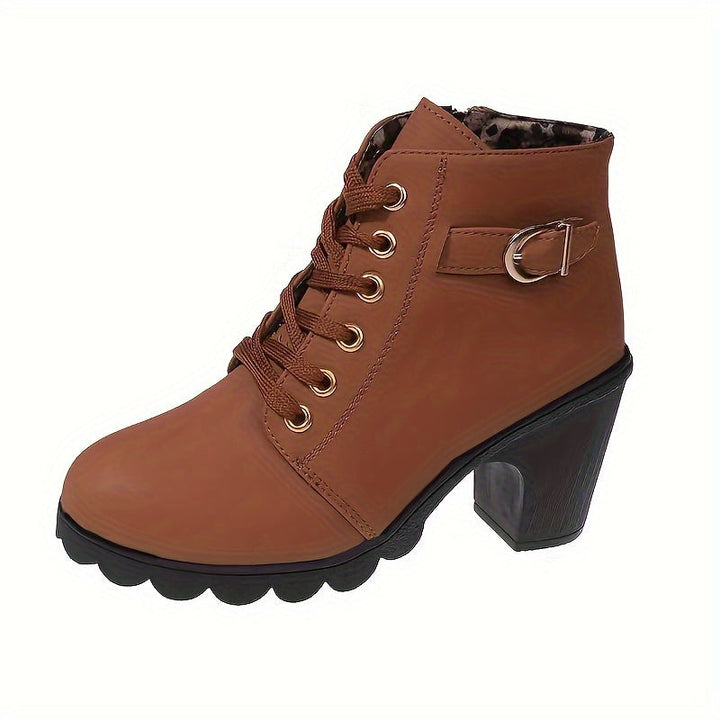 Grace | Stylish and Comfortable Lace-Up Block Heel Ankle Boots